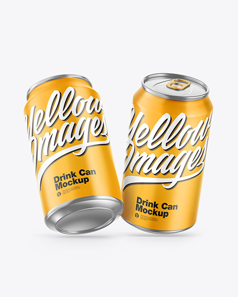 Two Metallic Drink Cans w/ Glossy Finish Mockup