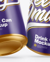 Two Metallic Drink Cans w/ Glossy Finish Mockup