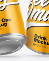 Two Metallic Drink Cans w/ Glossy Finish Mockup