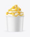 Ice Cream Paper Cup with Mango Topping Mockup