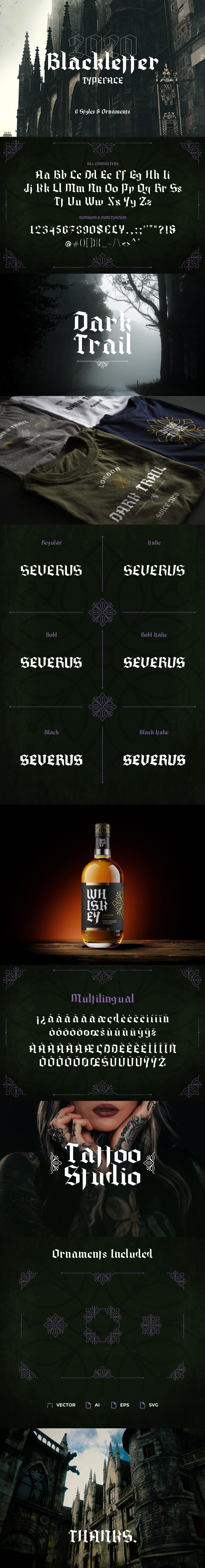 Severus Typeface - 6 Styles Gothic Blackletter