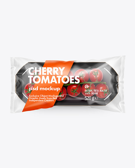 Paper Tray With Cherry Tomatoes Mockup