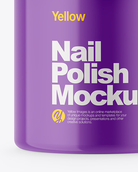 Glossy Nail Polish Bottle Mockup - Front View