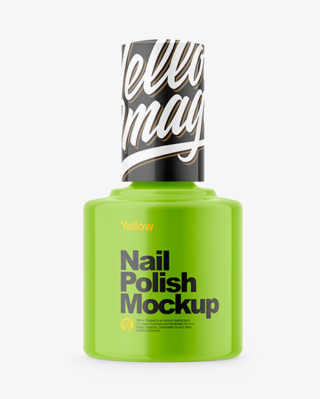 Glossy Nail Polish Bottle Mockup - Front View