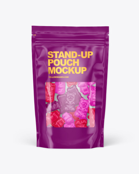 Stand-up Pouch with Gummies Mockup