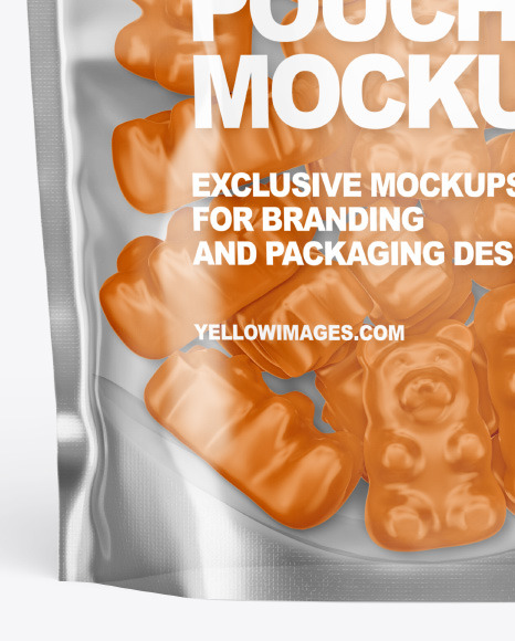 Stand-up Pouch with Gummies Mockup