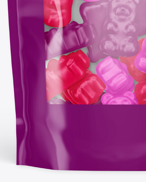 Stand-up Pouch with Gummies Mockup