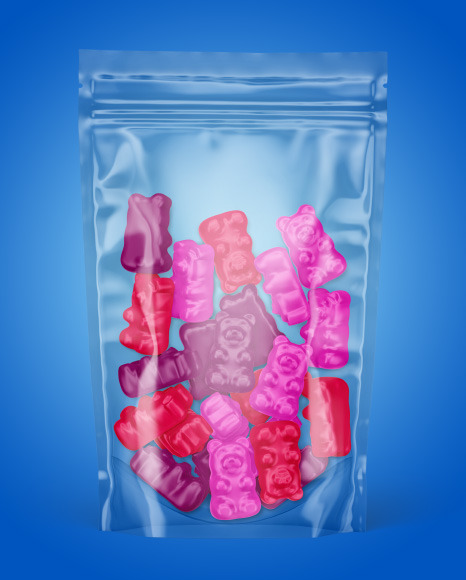 Stand-up Pouch with Gummies Mockup