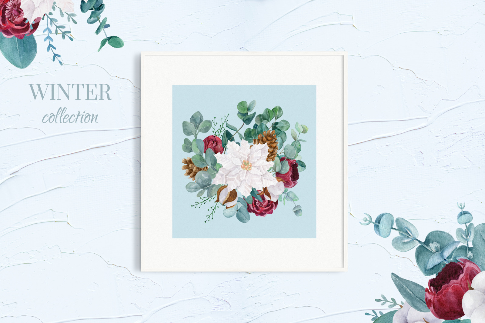 WINTER GREENERY WATERCOLOR CLIPART COLLECTION WINTER GREENERY WATERCOLOR CLIPART COLLECTION