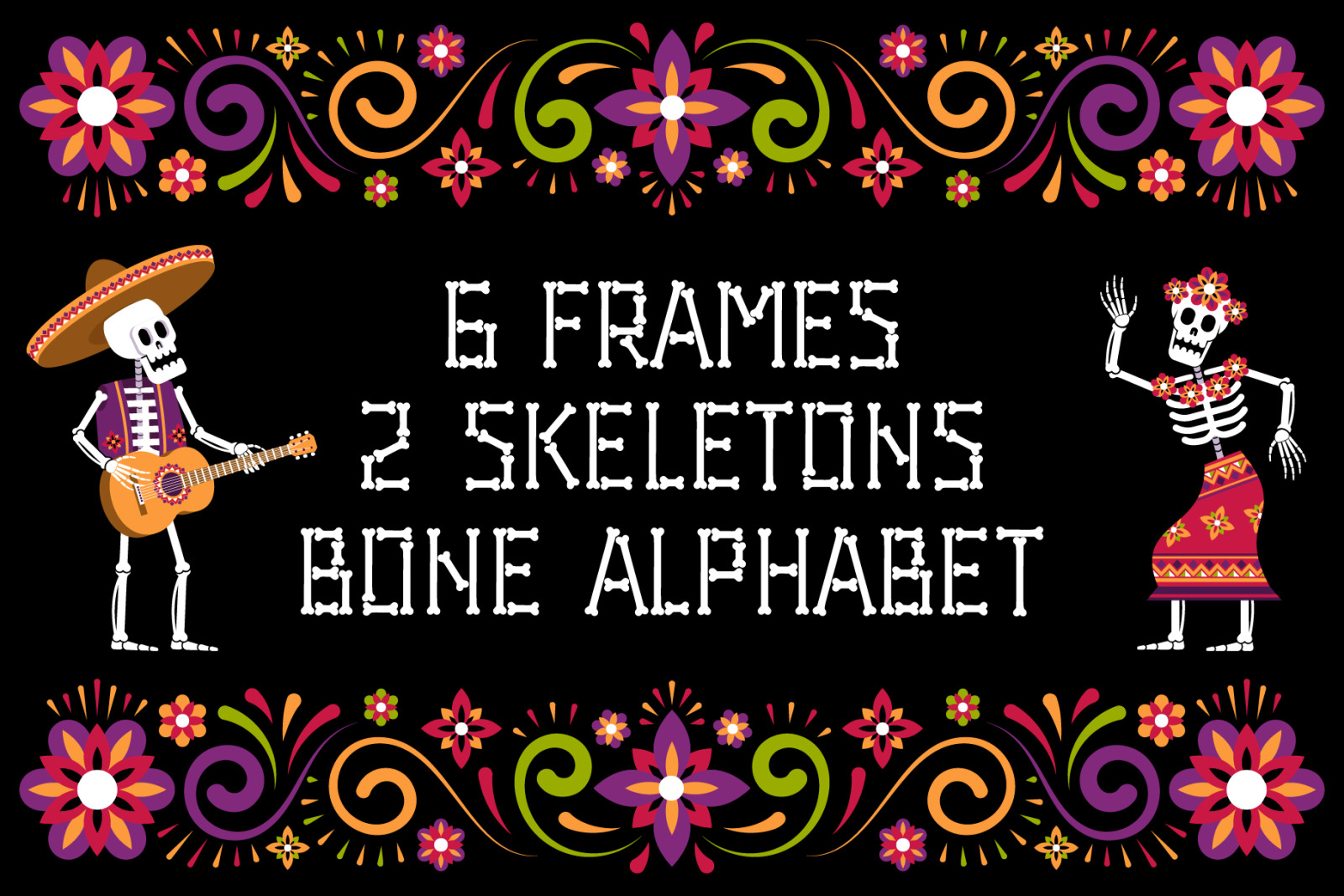 Day Of The Dead Frames And Alphabet