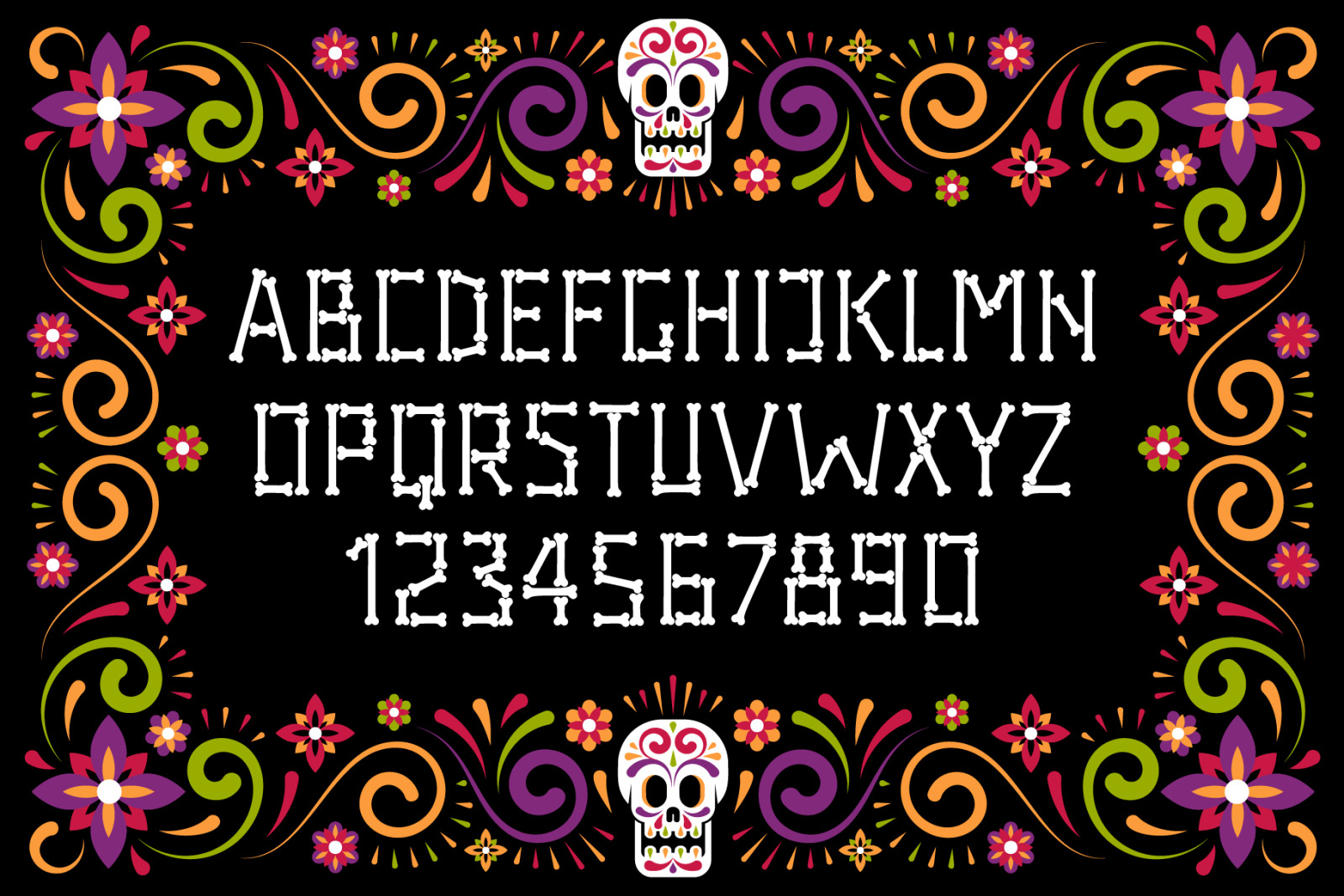 Day Of The Dead Frames And Alphabet