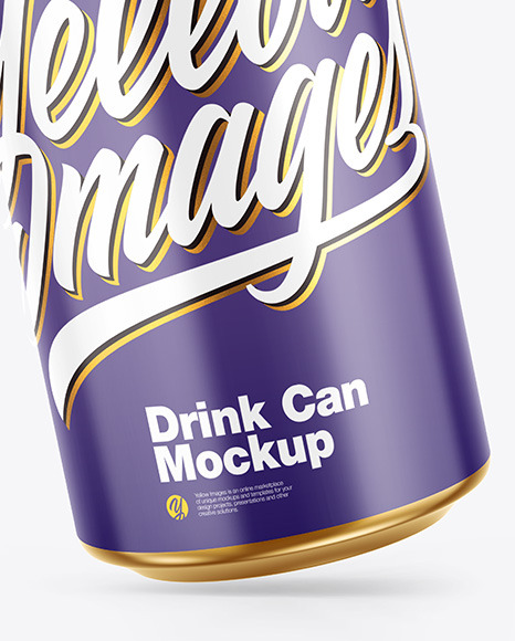 Metallic Drink Can w/ Glossy Finish Mockup