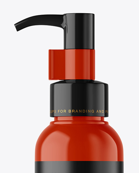 Glossy Cosmetic Bottle with Pump Mockup