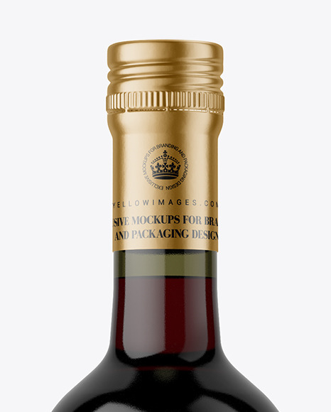 Green Glass Red Wine Bottle Mockup