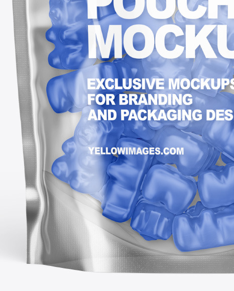 Stand-up Pouch with Gummies Mockup