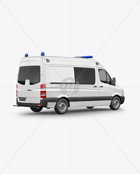 Van Ambulance Mockup - Back Half Side View