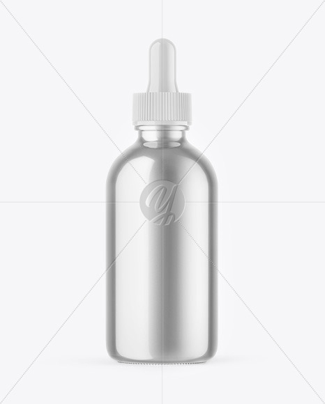 Glossy Metallic Dropper Bottle Mockup