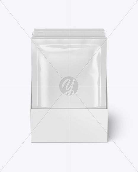 Box with Glossy Sachets Mockup