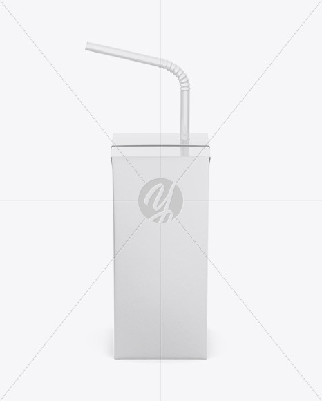 Juice Box with Straw Mockup - Front view (High Angle)