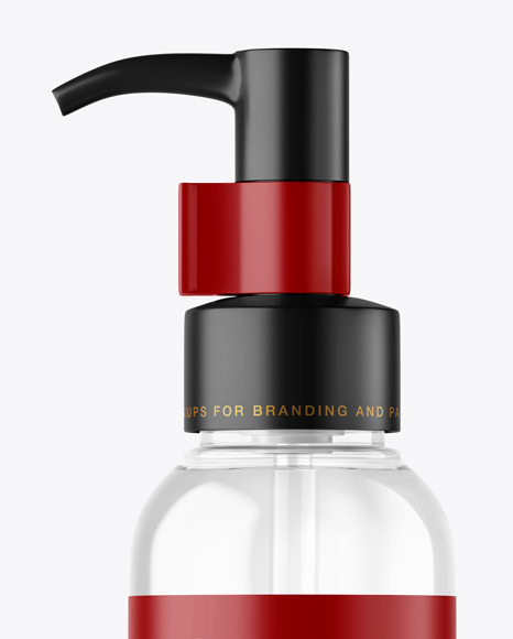 Clear Cosmetic Bottle with Pump Mockup