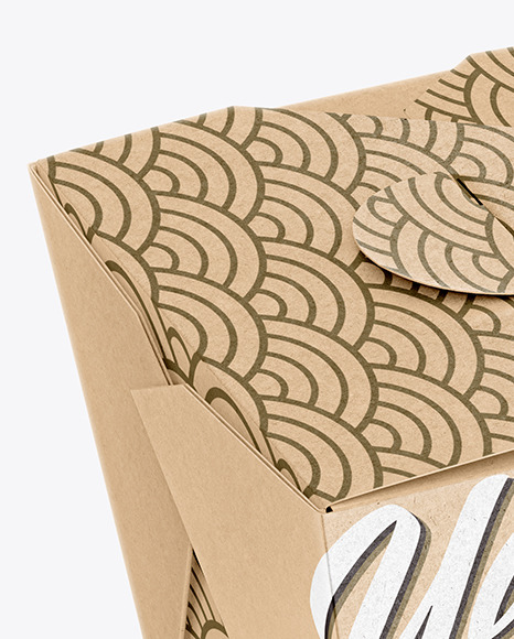 Kraft Paper Noodles Box Mockup - High Angle Shot