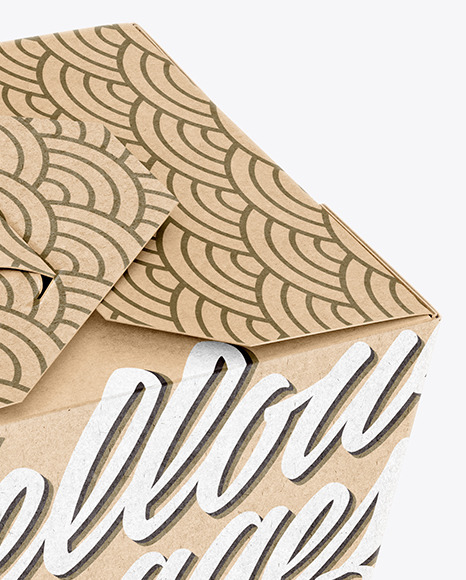 Kraft Paper Noodles Box Mockup - High Angle Shot