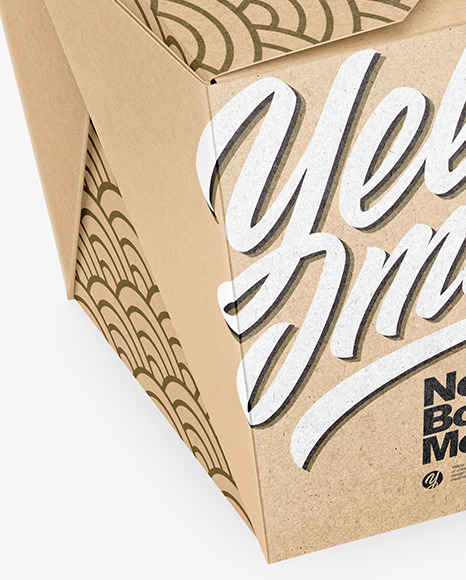 Kraft Paper Noodles Box Mockup - High Angle Shot