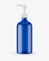 Blue Cosmetic Bottle with Pump Mockup