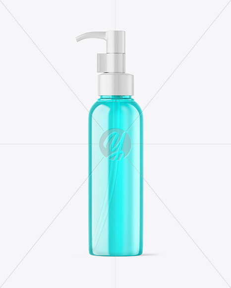 Color Plastic Cosmetic Bottle with Pump Mockup