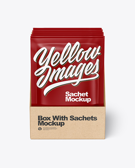 Box with Matte Sachets Mockup