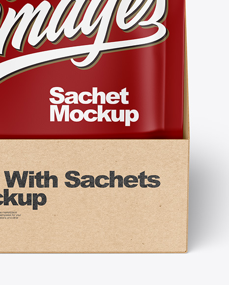 Box with Matte Sachets Mockup