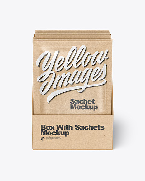 Box with Kraft Paper Sachets Mockup