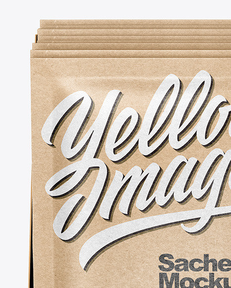 Box with Kraft Paper Sachets Mockup