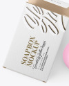 Matte Paper Carton Box With Soap Bar Mockup - Top View