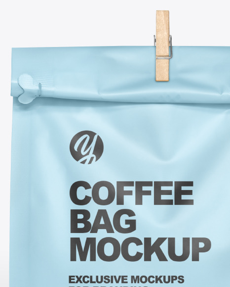 Matte Coffee Bag With Clip Mockup