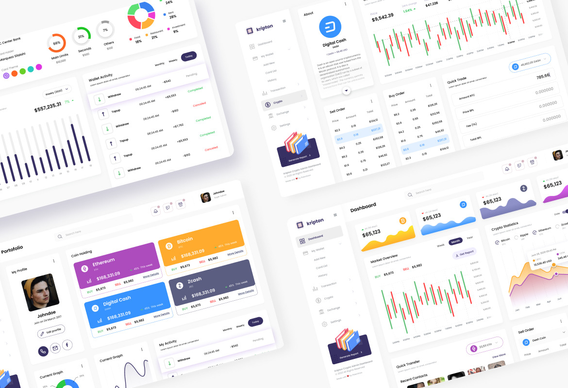 Kripton Admin - Cryptocurrency Dashboard UI Design
