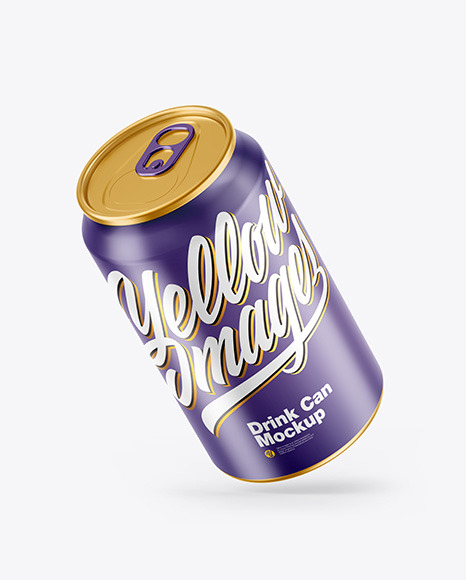 Metallic Drink Can w Glossy Finish Mockup - Metallic+Can+W+Glossy+Finish+Mockup+In+Can+Mockups+On+Yellow