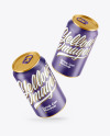 Two Metallic Drink Cans w/ Glossy Finish Mockup