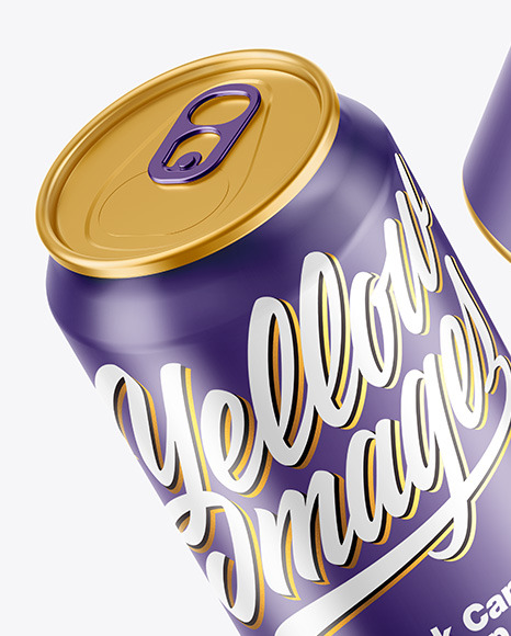 Two Metallic Drink Cans w/ Glossy Finish Mockup