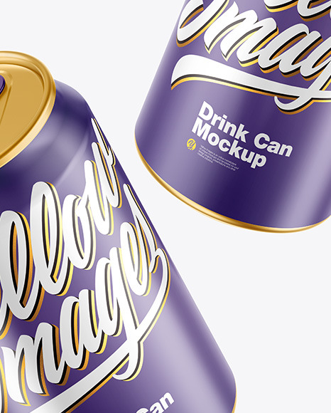 Two Metallic Drink Cans w/ Glossy Finish Mockup