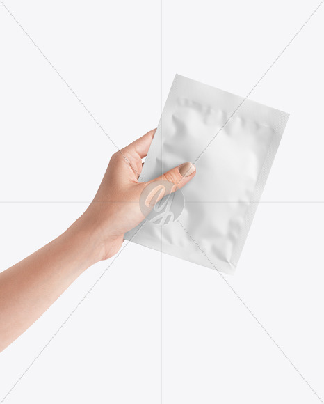 Sachet in a Hand Mockup