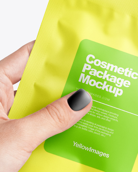 Sachet in a Hand Mockup