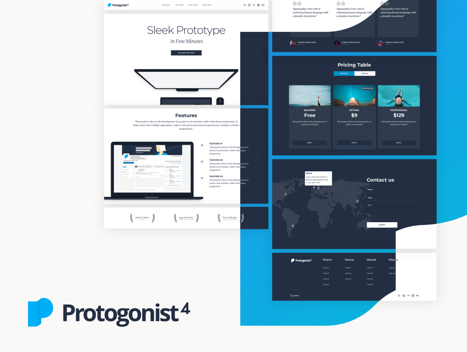 Protogonist 4 | Ultimate UI Kit for Landing Pages