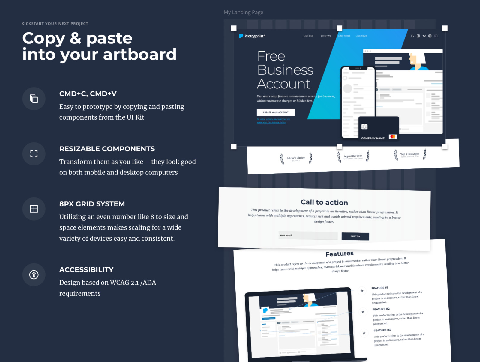 Protogonist 4 | Ultimate UI Kit for Landing Pages