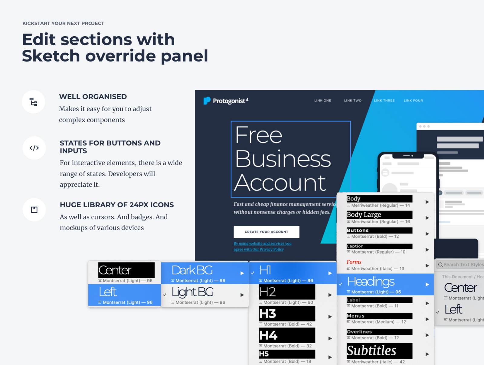 Protogonist 4 | Ultimate UI Kit for Landing Pages