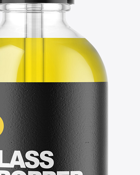 Clear Glass Dropper Bottle with Oil Mockup