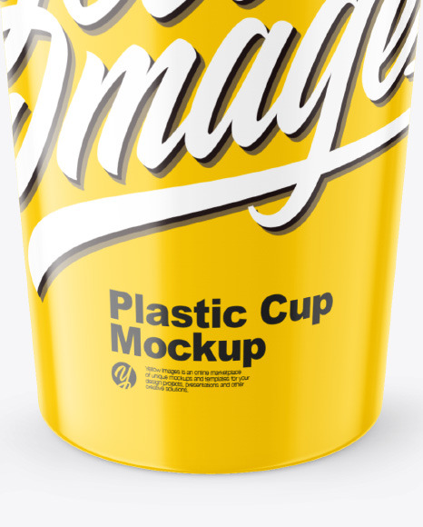 Glossy Plastic Cup w/ Straw Mockup