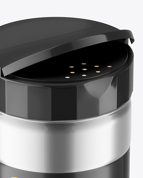 Opened Metallic Salt Jar Mockup