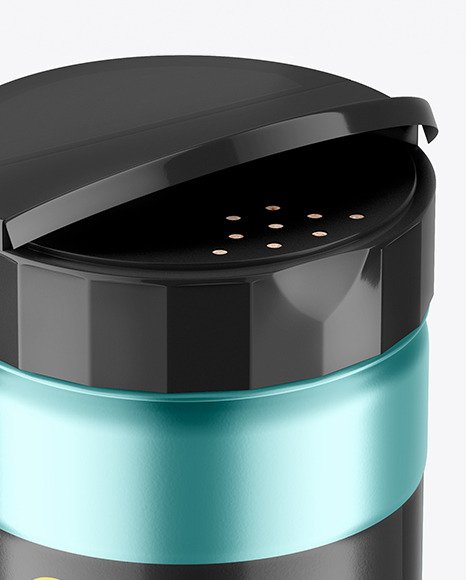 Opened Matte Metallic Salt Jar Mockup