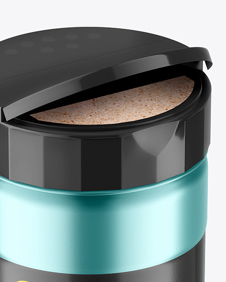 Opened Matte Metallic Salt Jar Mockup